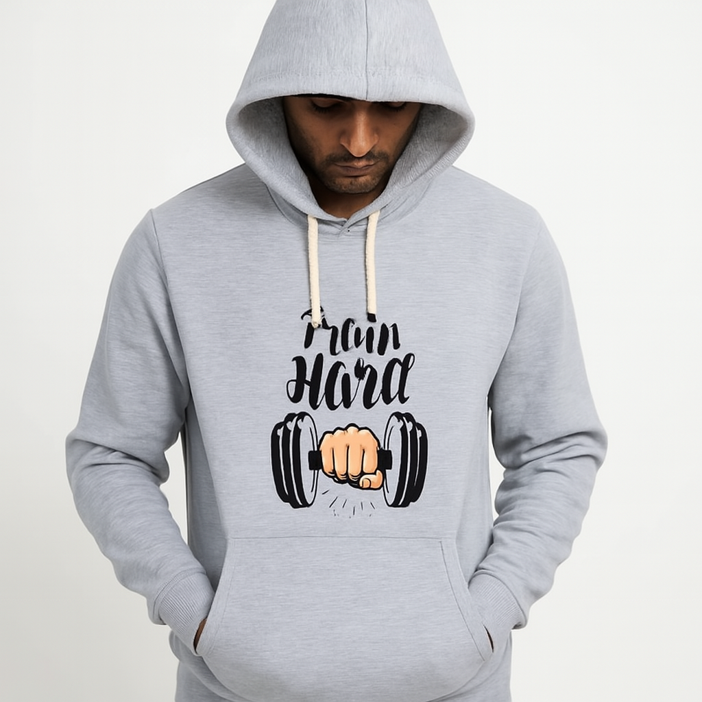 Train Hard Grey Hoodie