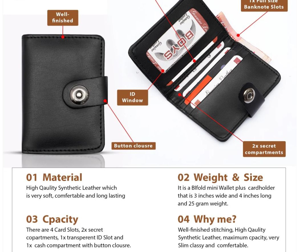 Slimfold Button Closure Wallet